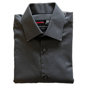 JF John Ferrar Men's Stretch Dress Shirt Slate Gray Small (14-14 1/2) A+